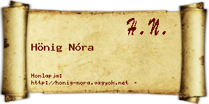 Hönig Nóra névjegykártya